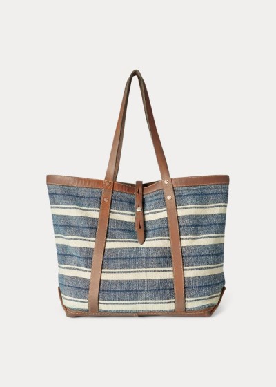 Men's Ralph Lauren Striped Canvas Tote Bags | 249086NAO